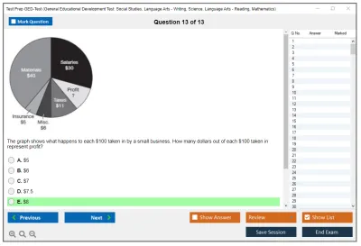 Test Prep GED-Test General Educational Development Test: Social Studies, Language Arts - Writing, Science, Language Arts - Reading, Mathematics Practice test exam simulator test engine exam Prep practice test questions answers Image 13
