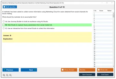 Salesforce Marketing-Cloud-Email-Specialist Salesforce Certified Marketing Cloud Email Specialist Practice test exam simulator test engine exam Prep practice test questions answers Image 9