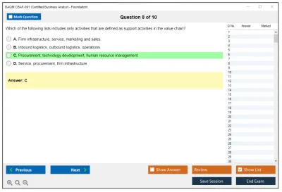 GAQM CBAF-001 Certified Business Analyst - Foundation Practice test exam simulator test engine exam Prep practice test questions answers Image 8