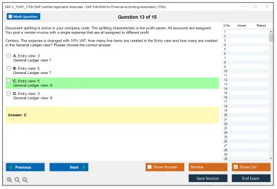 SAP C_TS4FI_1709 SAP Certified Application Associate - SAP S/4HANA for Financial Accounting Associates (1709) Practice test exam simulator test engine exam Prep practice test questions answers Image 13
