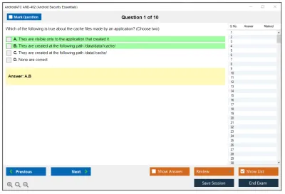 Android AND-402 Android Security Essentials Practice test exam simulator test engine exam Prep practice test questions answers Image 1