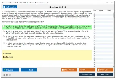 Amazon Web Services DOP-C02 AWS Certified DevOps Engineer - Professional Practice test exam simulator test engine exam Prep practice test questions answers Image 10