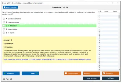 Oracle 1z0-116 Oracle Database Security Administration Practice test exam simulator test engine exam Prep practice test questions answers Image 7