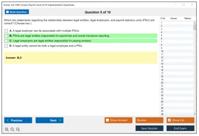 Oracle 1z0-1050 Oracle Payroll Cloud 2019 Implementation Essentials Practice test exam simulator test engine exam Prep practice test questions answers Image 5