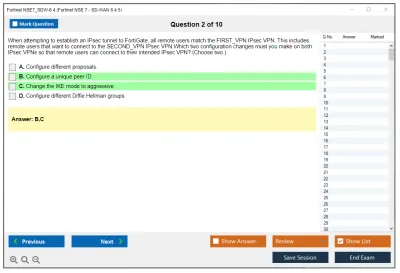 Fortinet NSE7_SDW-6.4 Fortinet NSE 7 - SD-WAN 6.4.5 Practice test exam simulator test engine exam Prep practice test questions answers Image 2