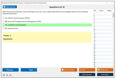 Microsoft SC-900 Microsoft Security Compliance and Identity Fundamentals Practice test exam simulator test engine exam Prep practice test questions answers Image 8
