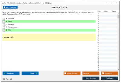 Veritas VCS-256 Administration of Veritas InfoScale Availability 7.1 for UNIX/Linux Practice test exam simulator test engine exam Prep practice test questions answers Image 5
