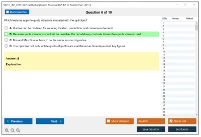 SAP C_IBP_2211 SAP Certified Application AssociateSAP IBP for Supply Chain (2211) Practice test exam simulator test engine exam Prep practice test questions answers Image 6