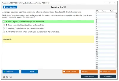 Pegasystems PEGAPCBA84V1 Pega Certified Business Architect (PCBA) 84V1 Practice test exam simulator test engine exam Prep practice test questions answers Image 9