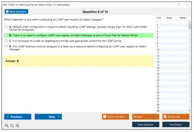 IBM C1000-143 IBM Cloud Pak for Watson AIOps v3.2 Administrator Practice test exam simulator test engine exam Prep practice test questions answers Image 8