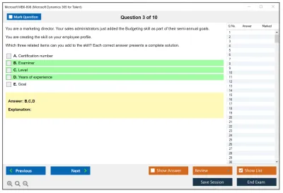 Microsoft MB6-898 Microsoft Dynamics 365 for Talent Practice test exam simulator test engine exam Prep practice test questions answers Image 3