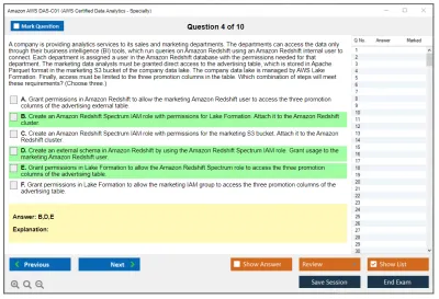 Amazon AWS DAS-C01 AWS Certified Data Analytics - Specialty Practice test exam simulator test engine exam Prep practice test questions answers Image 4