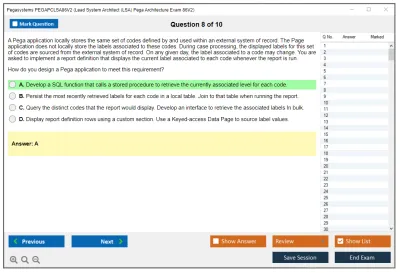 Pegasystems PEGAPCLSA86V2 Lead System Architect (LSA) Pega Architecture Exam 86V2 Practice test exam simulator test engine exam Prep practice test questions answers Image 8