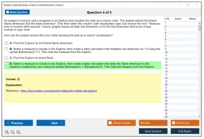 Google Looker-Business-Analyst Looker Business AnalystExam Practice test exam simulator test engine exam Prep practice test questions answers Image 4
