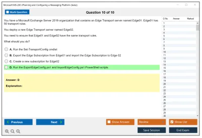 Microsoft MS-200 Planning and Configuring a Messaging Platform  Practice test exam simulator test engine exam Prep practice test questions answers Image 10