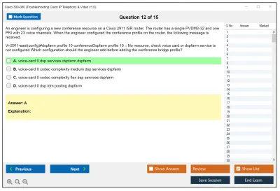 Cisco 300-080 Troubleshooting Cisco IP Telephony &amp; Video v1.0 Practice test exam simulator test engine exam Prep practice test questions answers Image 12