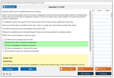 Microsoft MB-300 Microsoft Dynamics 365: Core Finance and Operations Practice test exam simulator test engine exam Prep practice test questions answers Image 11