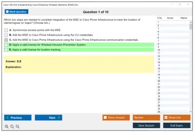 Cisco 300-430 Implementing Cisco Enterprise Wireless Networks (300-430 ENWLSI) Practice test exam simulator test engine exam Prep practice test questions answers Image 1