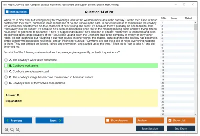 Test Prep COMPASS-Test Computer-adaptive Placement, Assessment, and Support System: English, Math, Writing Practice test exam simulator test engine exam Prep practice test questions answers Image 14