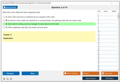 Informatica PR000007 PowerCenter Data Integration 9.x Administrator Specialist Practice test exam simulator test engine exam Prep practice test questions answers Image 2