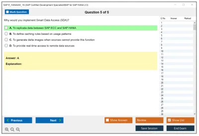 SAP E_HANAAW_18 SAP Certified Development SpecialistABAP for SAP HANA 2.0 Practice test exam simulator test engine exam Prep practice test questions answers Image 5