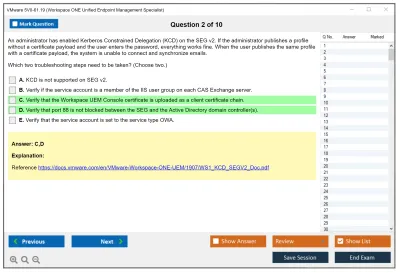 VMware 5V0-61.19 Workspace ONE Unified Endpoint Management Specialist Practice test exam simulator test engine exam Prep practice test questions answers Image 2