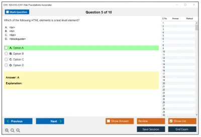 CIW 1D0-610 CIW Web Foundations Associate Practice test exam simulator test engine exam Prep practice test questions answers Image 5