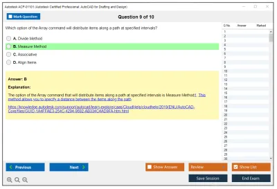 Autodesk ACP-01101 Autodesk Certified Professional in AutoCAD for Design and Drafting Practice test exam simulator test engine exam Prep practice test questions answers Image 9
