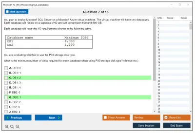 Microsoft 70-765 Provisioning SQL Databases Practice test exam simulator test engine exam Prep practice test questions answers Image 7