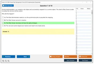 Oracle 1z0-1058 Oracle Risk Management Cloud 2019 Implementation Essentials Practice test exam simulator test engine exam Prep practice test questions answers Image 7
