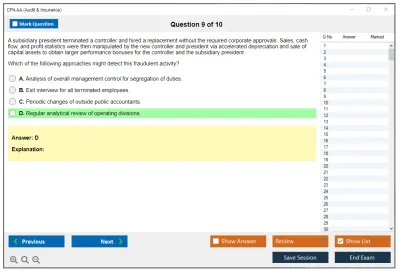 CPA AA Audit & Insurance Practice test exam simulator test engine exam Prep practice test questions answers Image 9