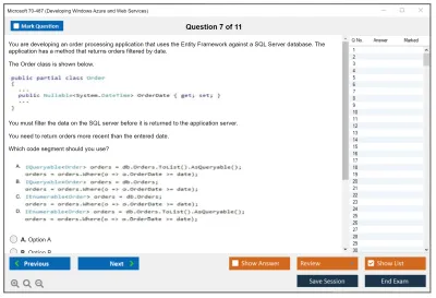 Microsoft 70-487 Developing Windows Azure and Web Services Practice test exam simulator test engine exam Prep practice test questions answers Image 7