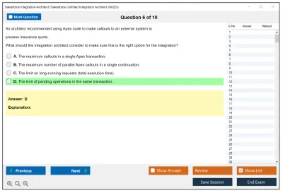 Salesforce Integration-Architect Salesforce Certified Integration Architect Practice test exam simulator test engine exam Prep practice test questions answers Image 6