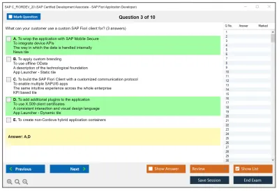 SAP C_FIORDEV_20 SAP Certified Development Associate - SAP Fiori Application Developer Practice test exam simulator test engine exam Prep practice test questions answers Image 3
