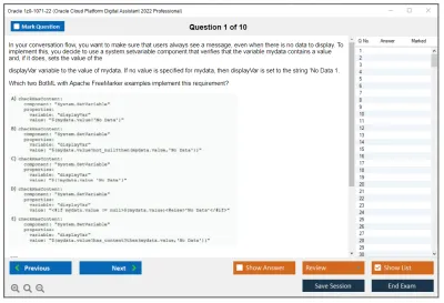 Oracle 1z0-1071-22 Oracle Cloud Platform Digital Assistant 2022 Professional Practice test exam simulator test engine exam Prep practice test questions answers Image 1