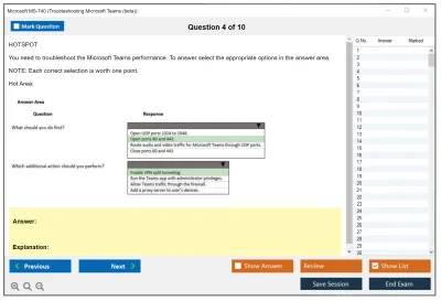 Microsoft MS-740 Troubleshooting Microsoft Teams Practice test exam simulator test engine exam Prep practice test questions answers Image 4