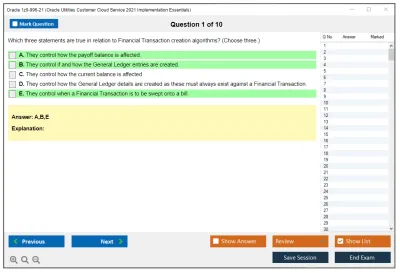 Oracle 1z0-996-21 Oracle Utilities Customer Cloud Service 2021 Implementation Essentials Practice test exam simulator test engine exam Prep practice test questions answers Image 1