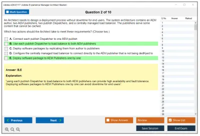 Adobe AD0-E117 Adobe Experience Manager Architect Master Practice test exam simulator test engine exam Prep practice test questions answers Image 2