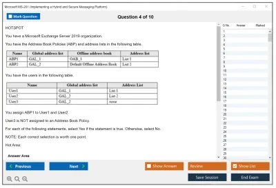 Microsoft MS-201 Implementing a Hybrid and Secure Messaging Platform Practice test exam simulator test engine exam Prep practice test questions answers Image 4