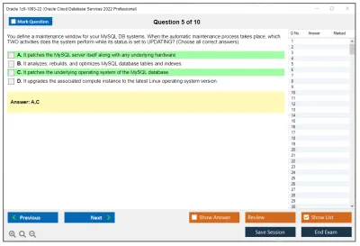 Oracle 1z0-1093-22 Oracle Cloud Database Services 2022 Professional Practice test exam simulator test engine exam Prep practice test questions answers Image 5