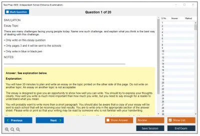 Test Prep ISEE Independent School Entrance Examination Practice test exam simulator test engine exam Prep practice test questions answers Image 1