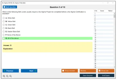 Six Sigma SSWB Six Sigma White Belt Practice test exam simulator test engine exam Prep practice test questions answers Image 5