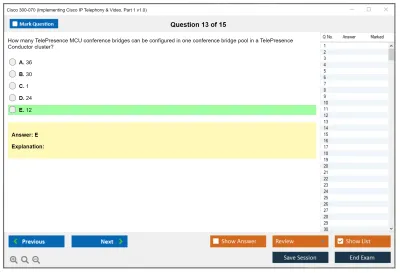 Cisco 300-070 Implementing Cisco IP Telephony &amp; Video, Part 1 v1.0 Practice test exam simulator test engine exam Prep practice test questions answers Image 13