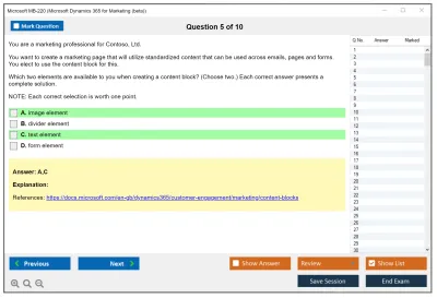 Microsoft MB-220 Microsoft Dynamics 365 Customer Insights (Journeys) Functional Consultant Practice test exam simulator test engine exam Prep practice test questions answers Image 5