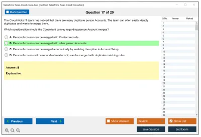 Salesforce Sales-Cloud-Consultant Salesforce Certified Sales Cloud Consultant Practice test exam simulator test engine exam Prep practice test questions answers Image 17