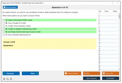 Pegasystems PEGACPDS88V1 Certified Pega Data Scientist 8.8 Practice test exam simulator test engine exam Prep practice test questions answers Image 4