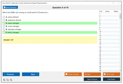 Cisco 500-601 Application Centric Infrastructure Support Representative Practice test exam simulator test engine exam Prep practice test questions answers Image 5