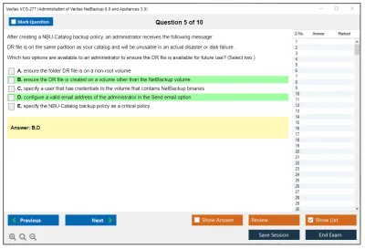 Veritas VCS-277 Administration of Veritas NetBackup 8.0 and NetBackup Appliances 3.0 Practice test exam simulator test engine exam Prep practice test questions answers Image 5
