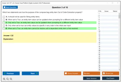 Oracle 1z0-1071-22 Oracle Cloud Platform Digital Assistant 2022 Professional Practice test exam simulator test engine exam Prep practice test questions answers Image 3