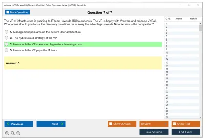 Nutanix NCSR-Level-3 Nutanix Certified Sales Representative (NCSR): Level3 Practice test exam simulator test engine exam Prep practice test questions answers Image 7